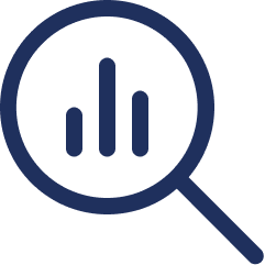Magnifying glass with simple chart in the lens.