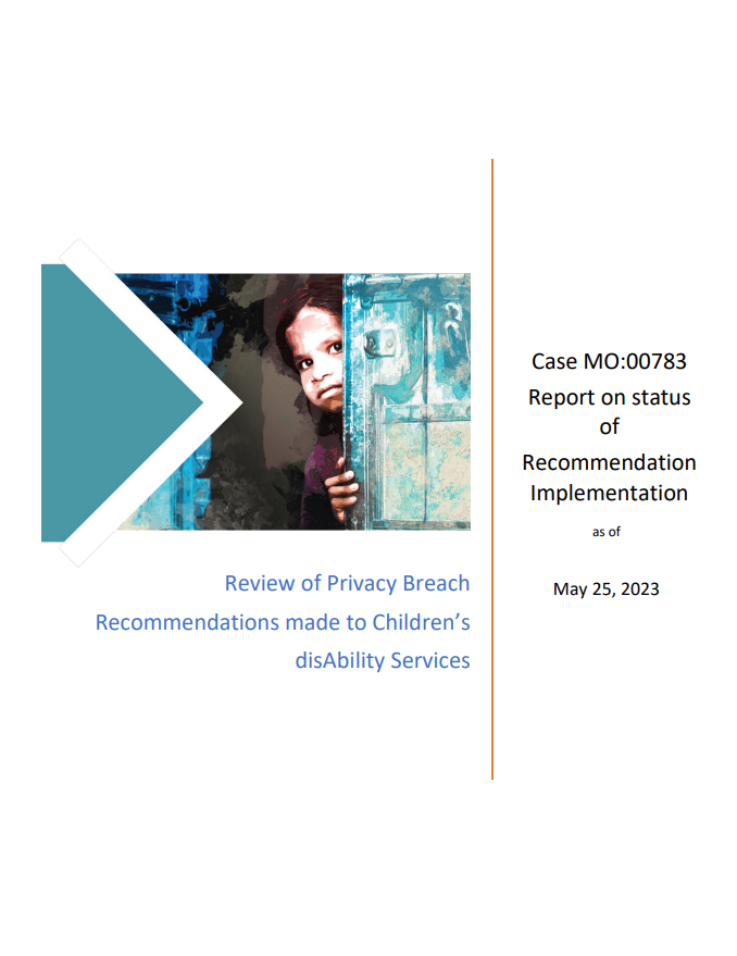 Rapport de suivi : Atteinte à la vie privée en vertu de la LRMP – Services aux enfants handicapés