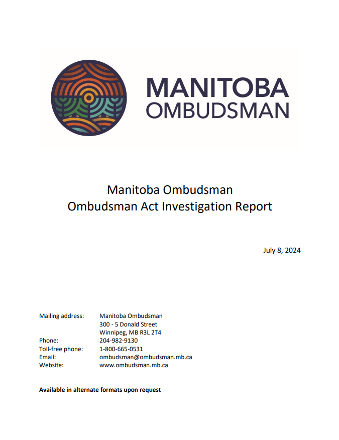 Rapport d’enquête : Loi sur l’ombudsman – Ministère des Relations avec les municipalités et le nord du Manitoba