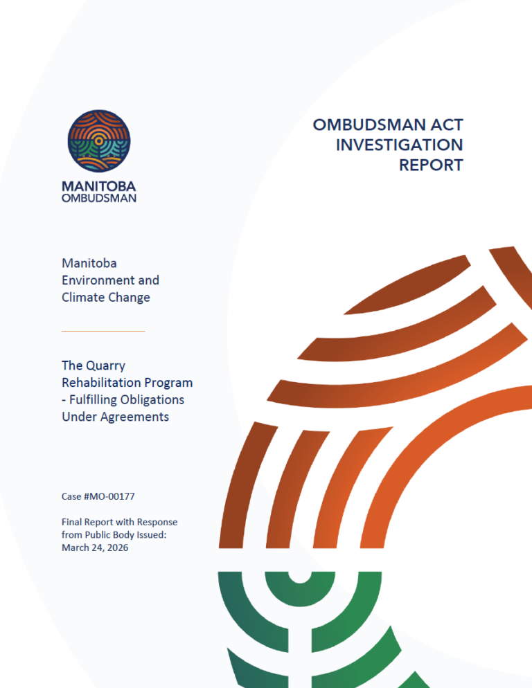 Investigation Report: Ombudsman Act – Manitoba Environment and Climate Change