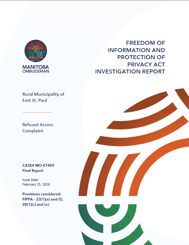 Investigation Report: FIPPA Refused Access – Rural Municipality of East St. Paul